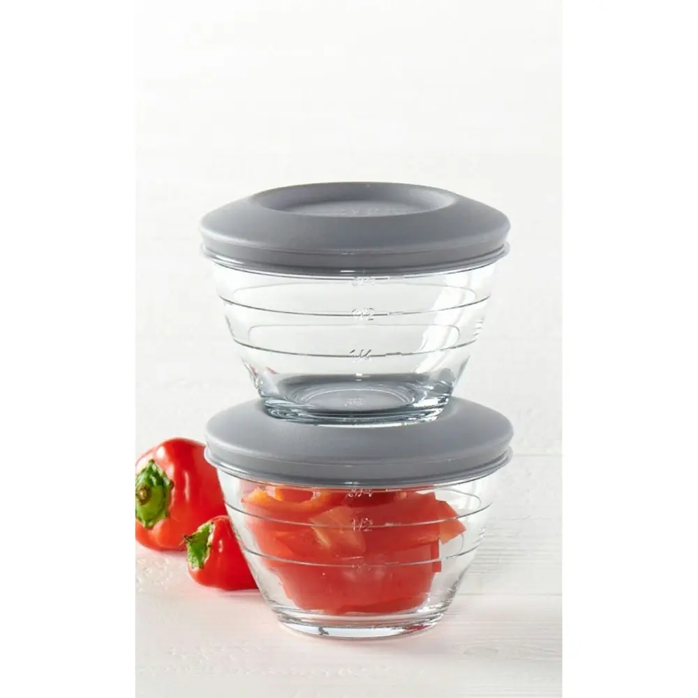 2pc Anchor Hocking 4in1 Glass Food Prep Bowl 1-Cup Container w/Lid Set Clear