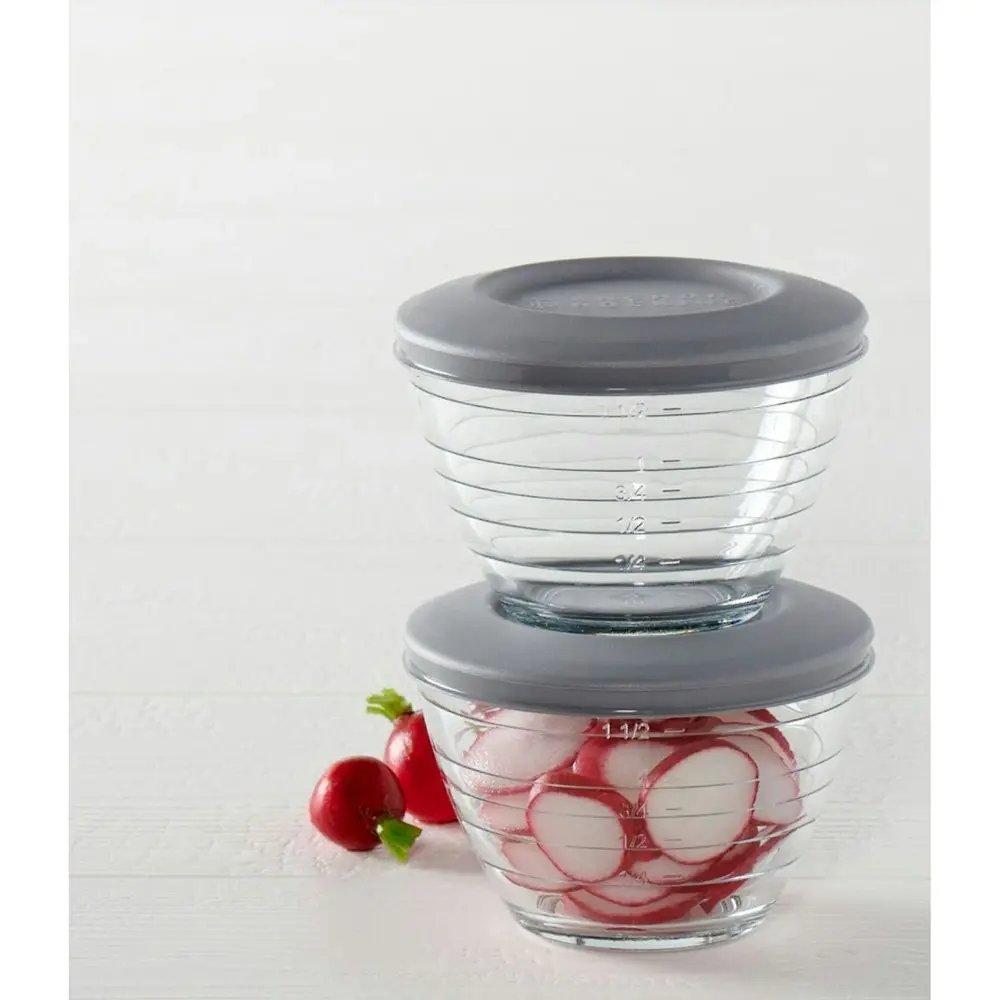 2pc Anchor Hocking 4in1 Glass Food Prep Bowl 2-Cup Container w/Lid Set Clear