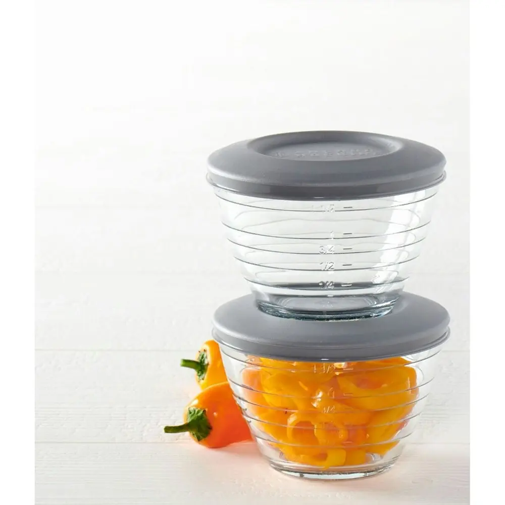 2pc Anchor Hocking 4in1 Glass Food Prep Bowl 2-Cup Container w/Lid Set Clear