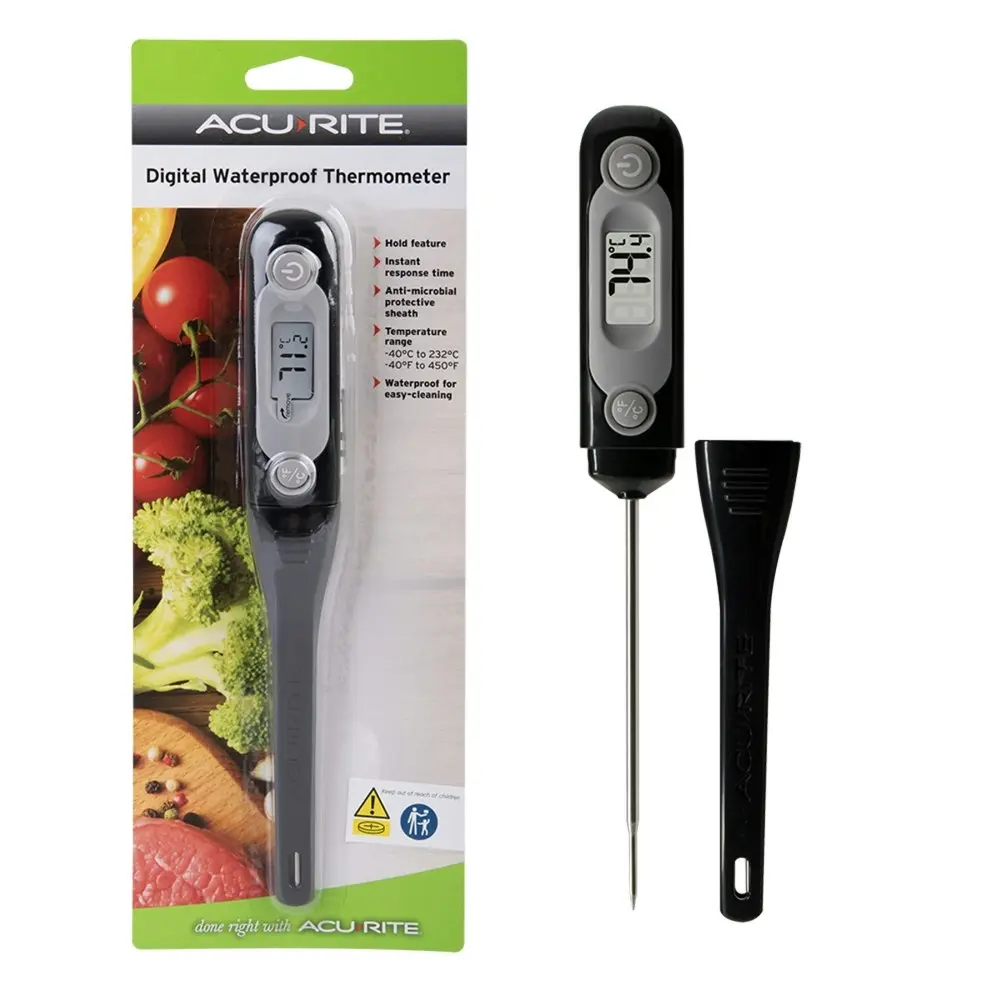 AcuRite Digital Waterproof Thermometer Home Kitchen Cooking Utensil Black