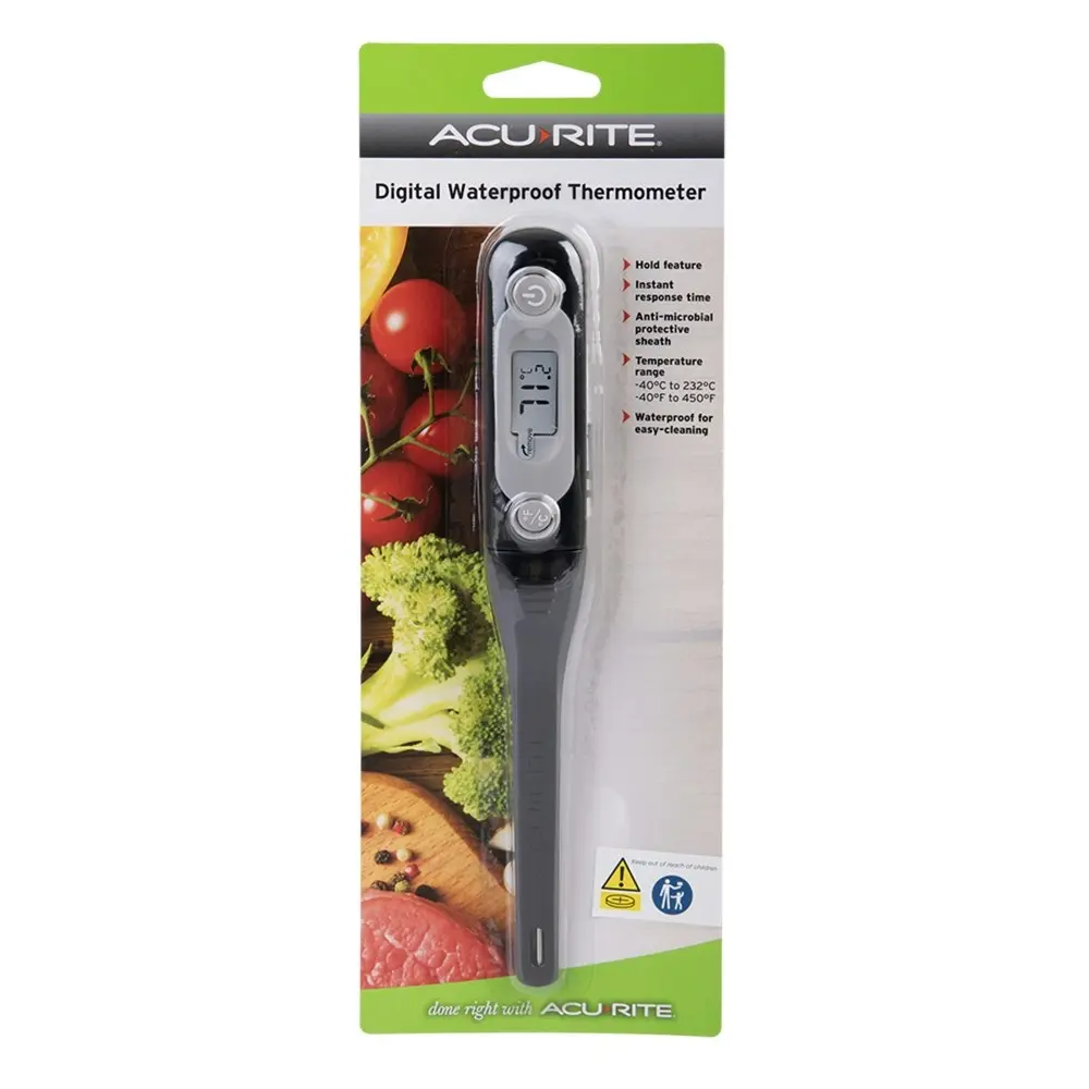 AcuRite Digital Waterproof Thermometer Home Kitchen Cooking Utensil Black