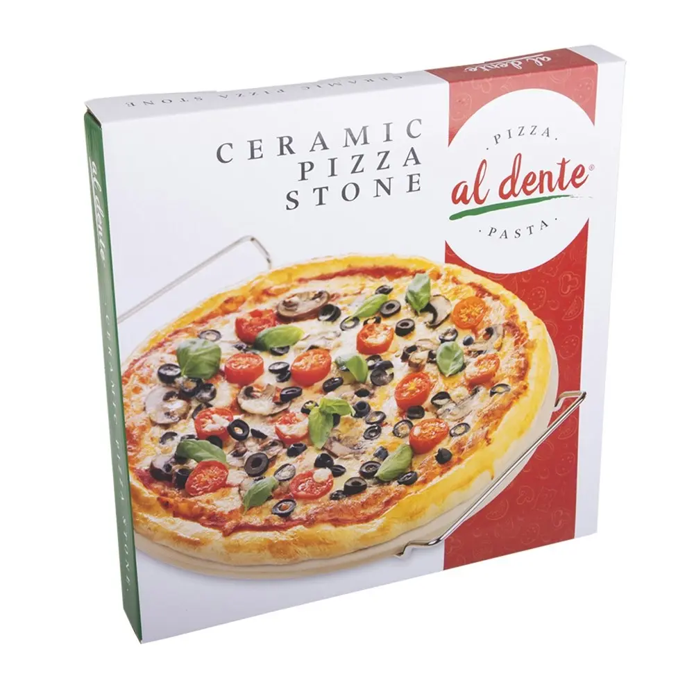 2x Al Dente Ceramic Pizza Baking Stone w/Rack 33cm Home Kitchen Cooking Utensil