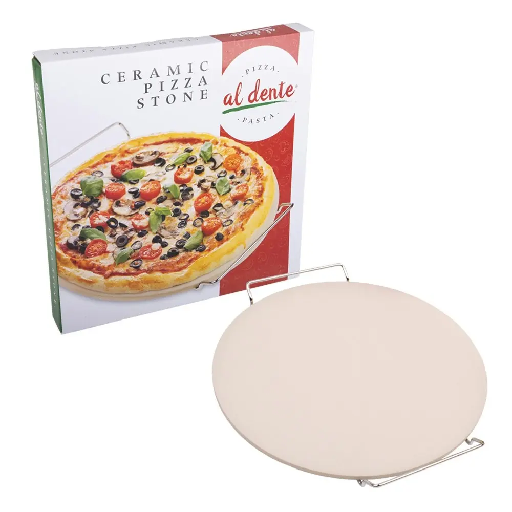 2x Al Dente Ceramic Pizza Baking Stone w/Rack 33cm Home Kitchen Cooking Utensil