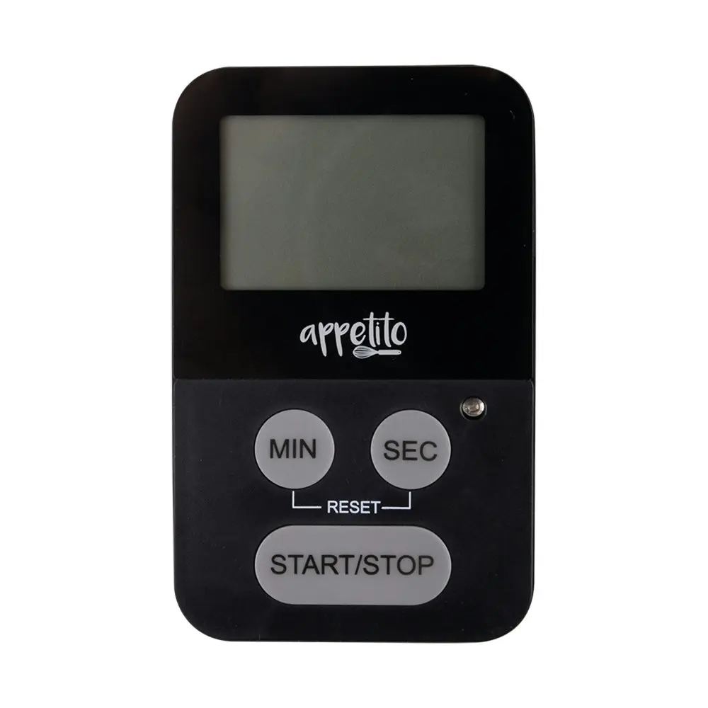 3x Appetito Slim-Line Body Magnetic Electronic Digital Timer 100 Minutes Black