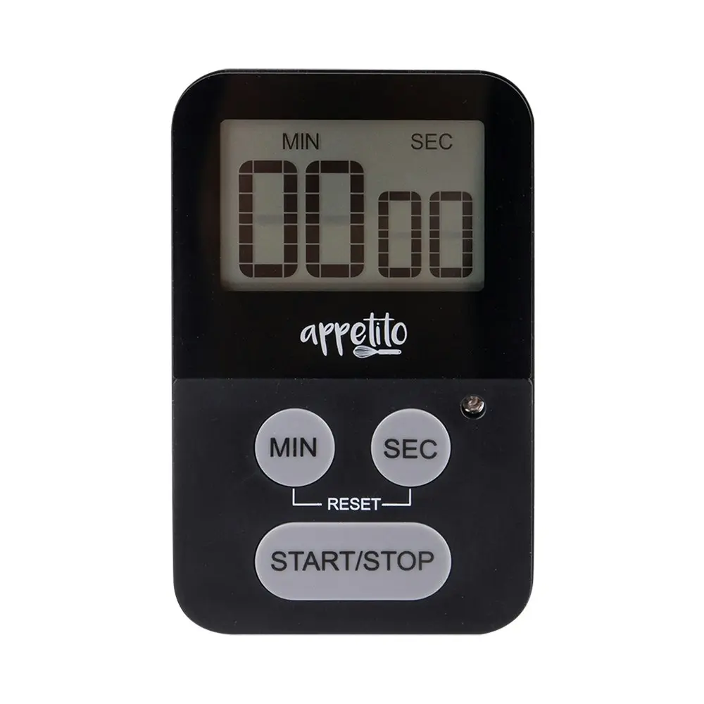 3x Appetito Slim-Line Body Magnetic Electronic Digital Timer 100 Minutes Black