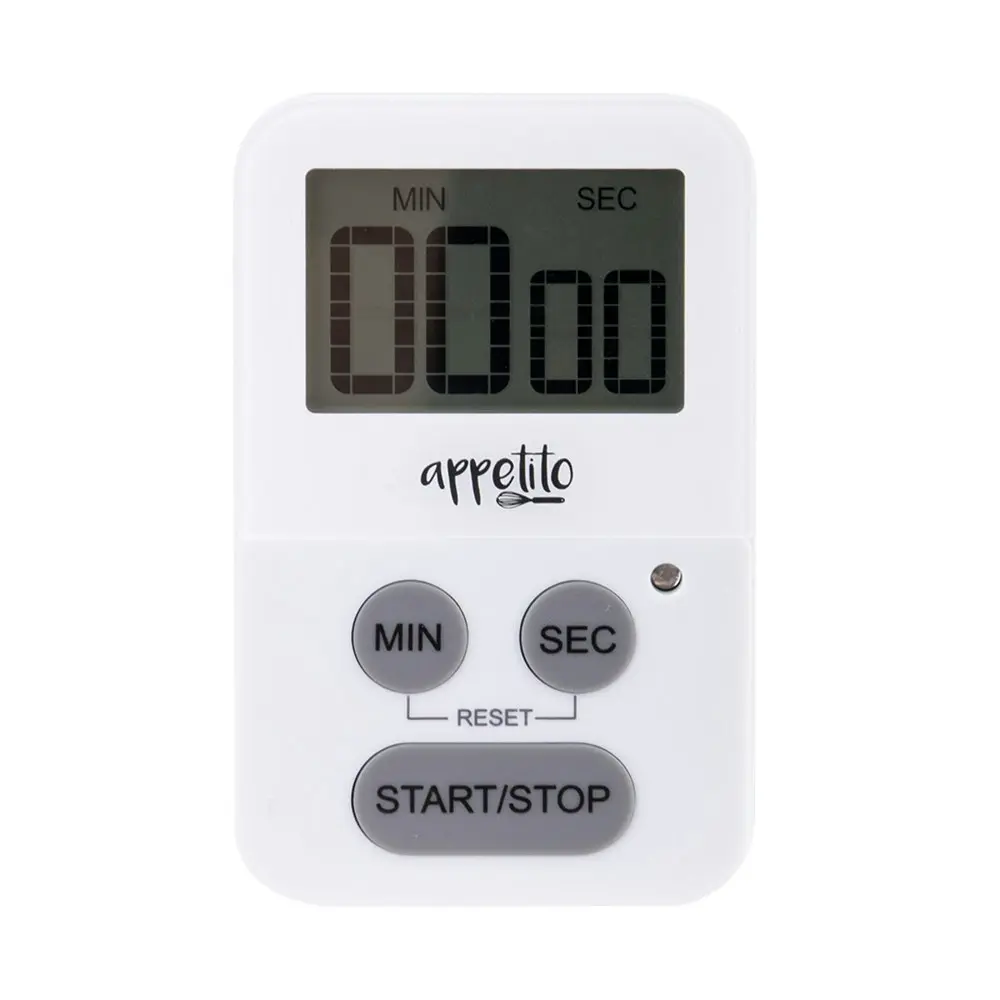 3x Appetito Slim-Line Body Magnetic Electronic Digital Timer 100 Minutes White