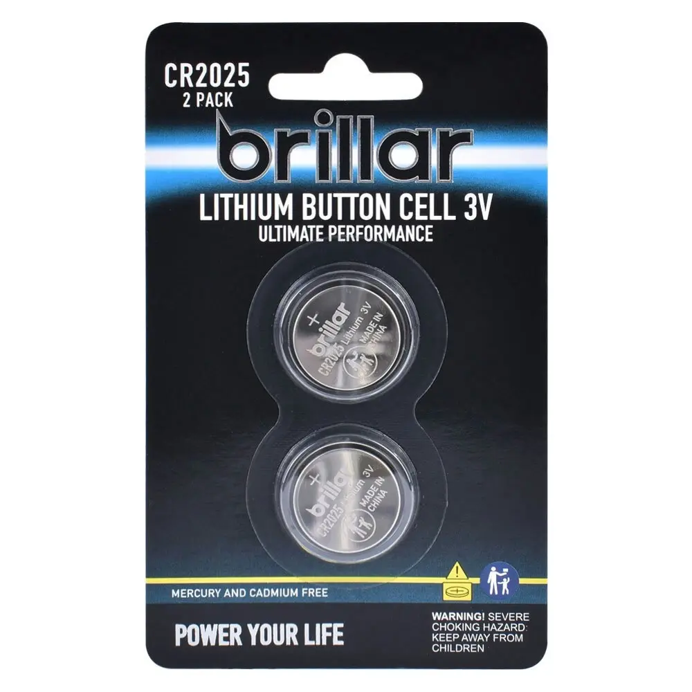 12pc Brillar Lithium Button Cell 3V Long Lasting Coin Batteries - Cr2025