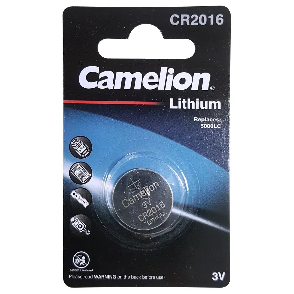 6x Camelion Lithium Button Cell CR2016 3V Battery Single Card f/Watch/Calculator