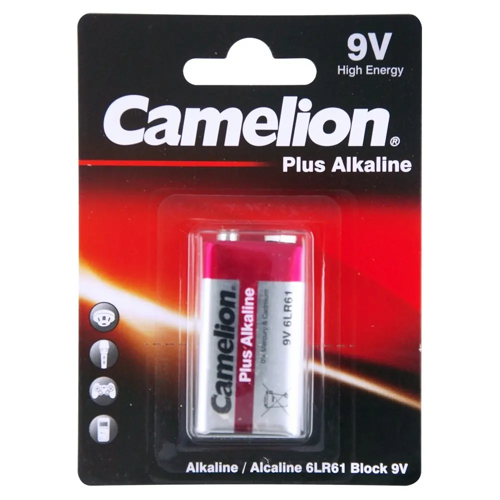 3x Camelion Plus Alkaline 6LR61 Block 9V Battery Power Cylindrical Long Lasting