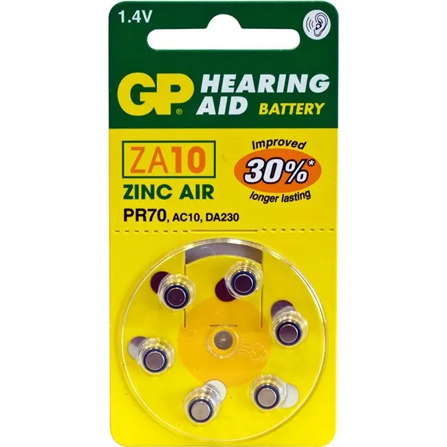 12pc GP 1.4V Zinc Air Size 10/PR70/AC10/DA230 Single Use Battery f/Hearing Aids