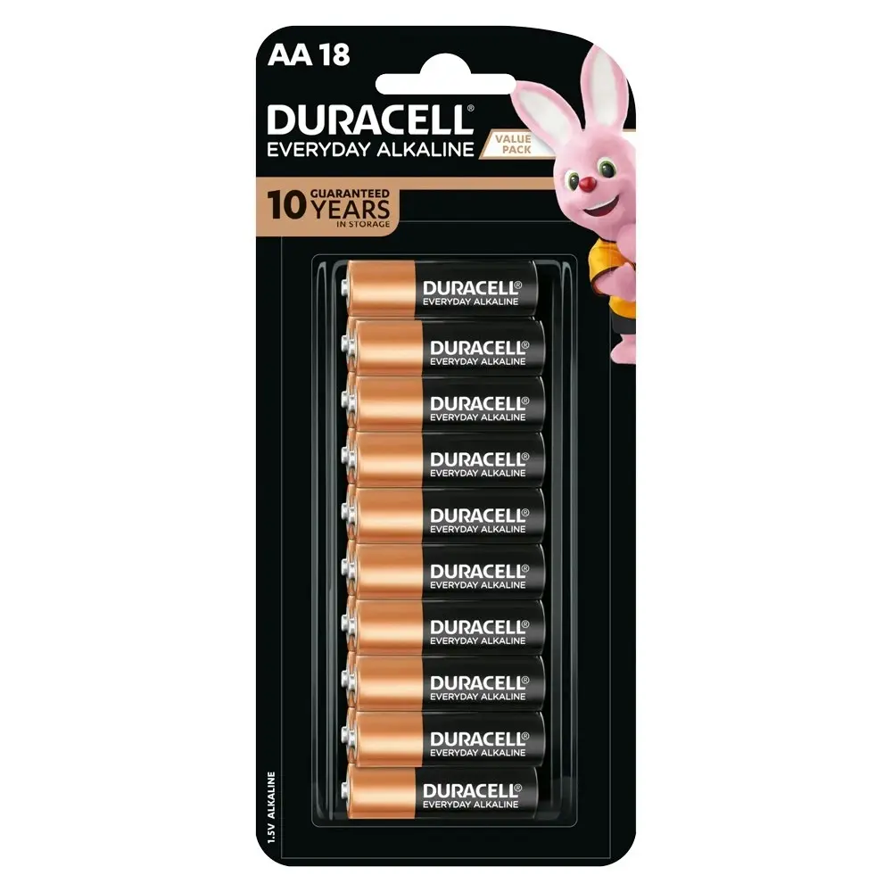 6x 18pc Duracell Everyday AA Size Alkaline Battery Pack Single Use Batteries