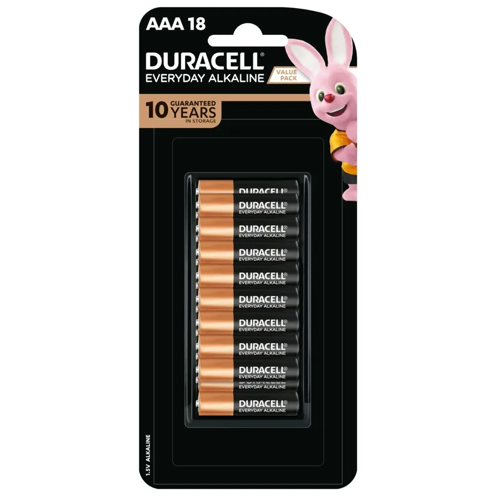 6x 18pc Duracell Everyday AAA Size Alkaline Battery Single Use Batteries