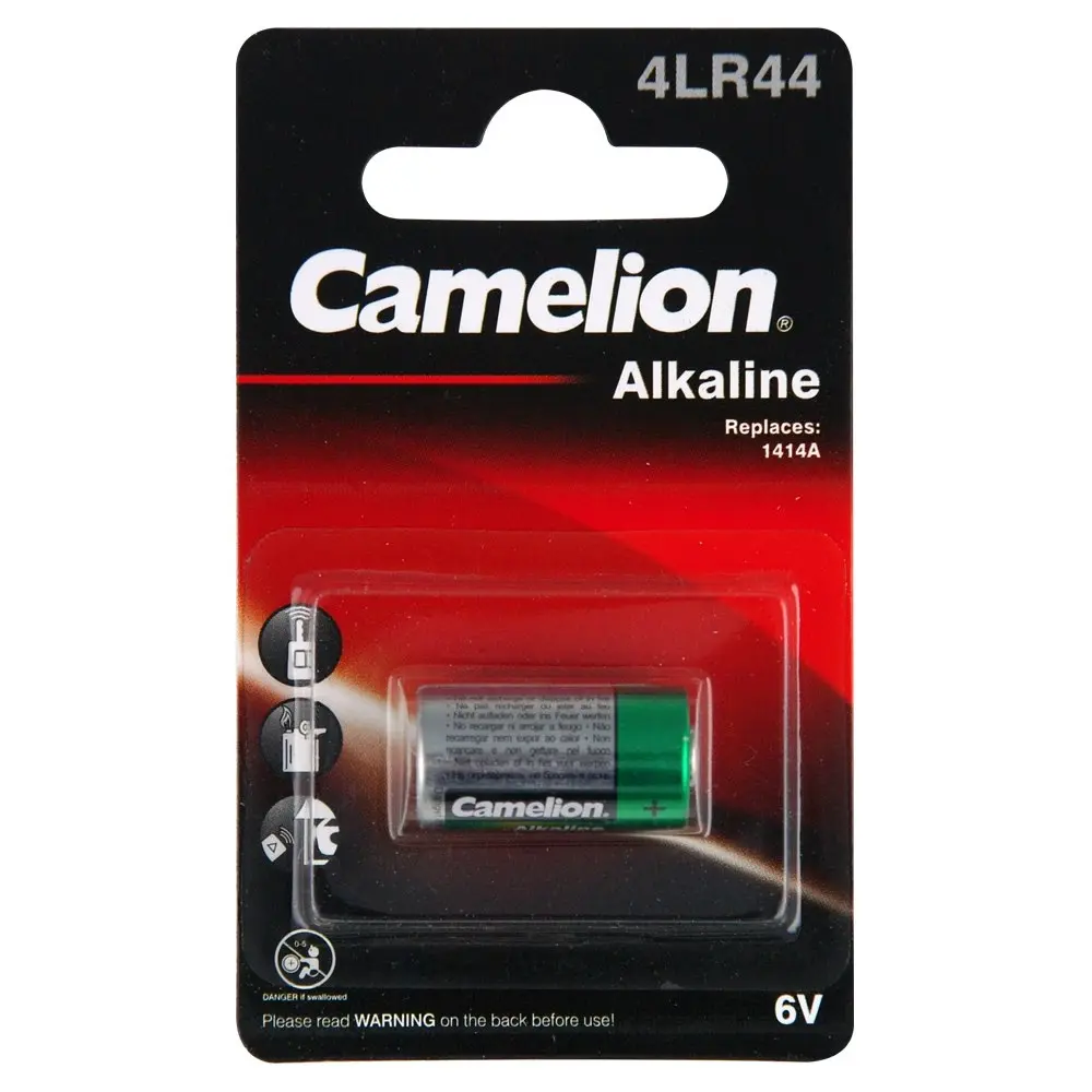 6x Camelion Alkaline 6V Battery 4LR44/PX28A/V4034 Cylindrical for Digital Camera