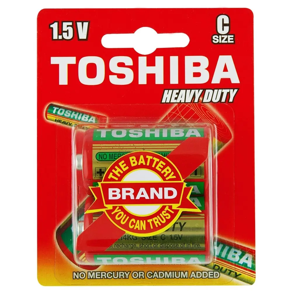 6x 2pc Toshiba 1.5V Heavy Duty C R14 Battery Power Cylindrical Lasting Batteries