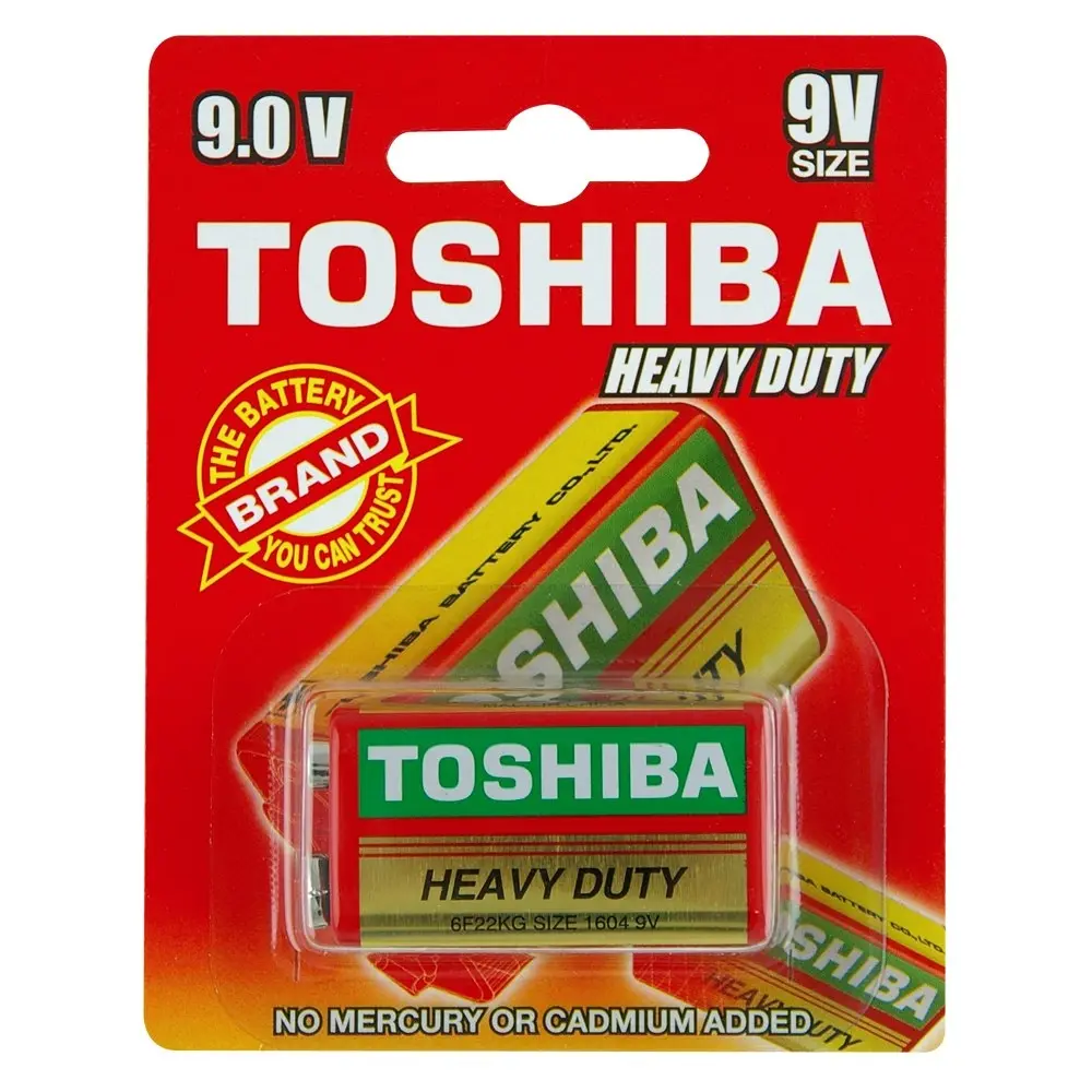 6x Toshiba Heavy Duty 9V BP1 6F22 Battery Carbon Zinc Lasting Power Household