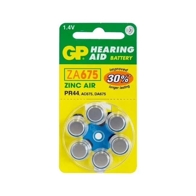 2x 6pc GP 1.4V Zinc Air 675/PR44/AC675/DA675 Single Use Battery for Hearing Aids