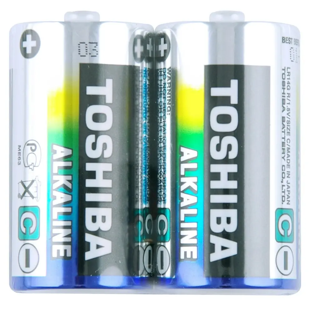 3x 2pc Toshiba Alkaline C R14 Battery Cylindrical Power Multi-Use Batteries