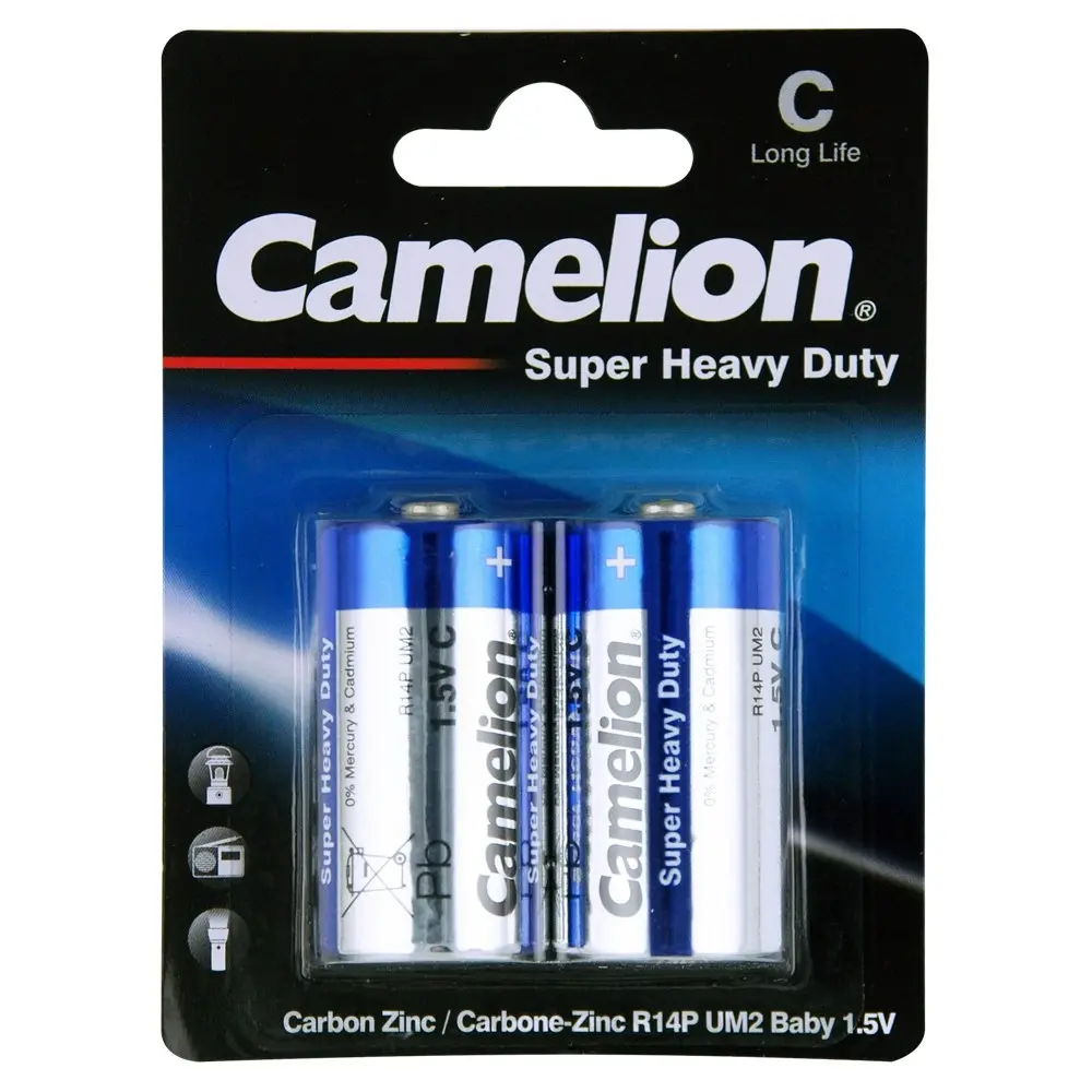 6x 2pc Camelion Super Heavy Duty C R14P 1.5V Battery Carbon Zinc Power Batteries