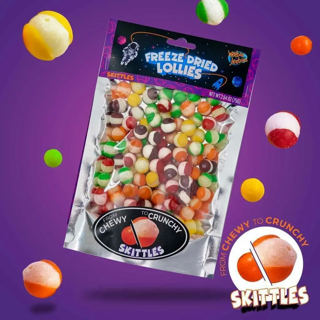 2x Heebie Jeebies 75g Skittles Freeze Dried Lollies Candy Sweets Confectionery