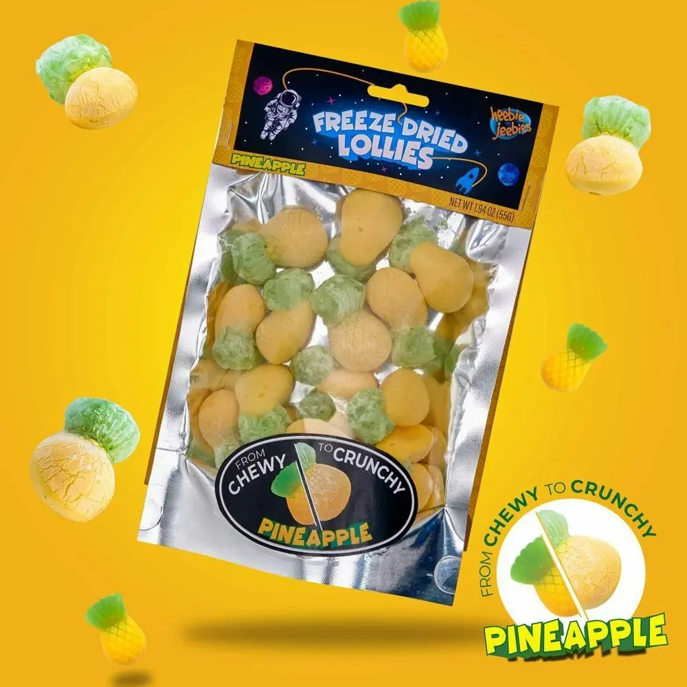 2x Heebie Jeebies 75g Pineapple Freeze Dried Lollies Candy Sweets Confectionery