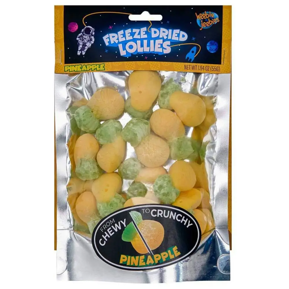 2x Heebie Jeebies 75g Pineapple Freeze Dried Lollies Candy Sweets Confectionery