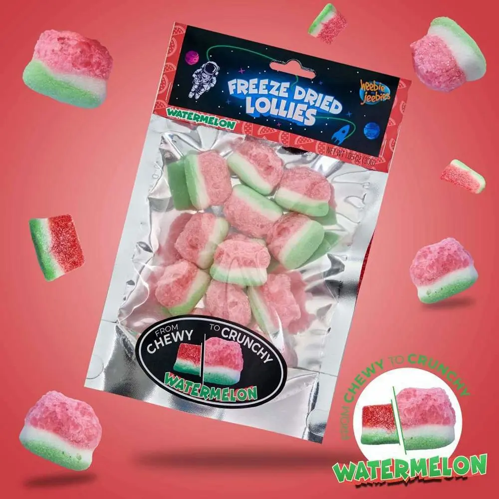 2x Heebie Jeebies 30g Sour Watermelon Freeze Dried Lollies Sweets Confectionery