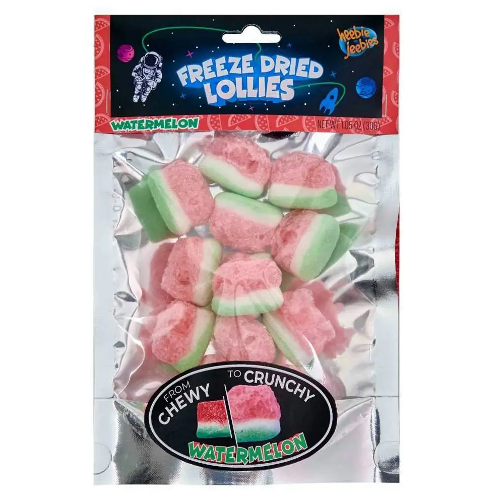 2x Heebie Jeebies 30g Sour Watermelon Freeze Dried Lollies Sweets Confectionery