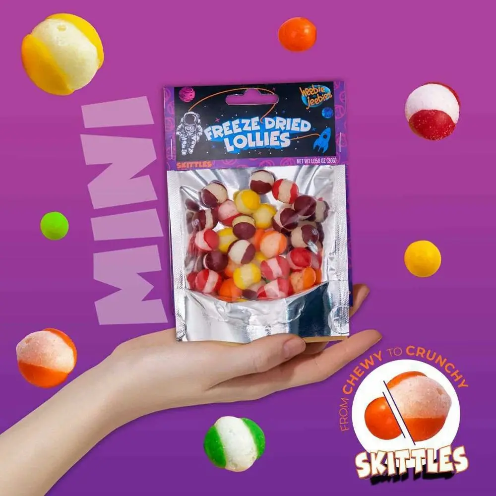 4x Heebie Jeebies 30g Skittles Freeze Dried Lollies Candy Sweets Confectionery