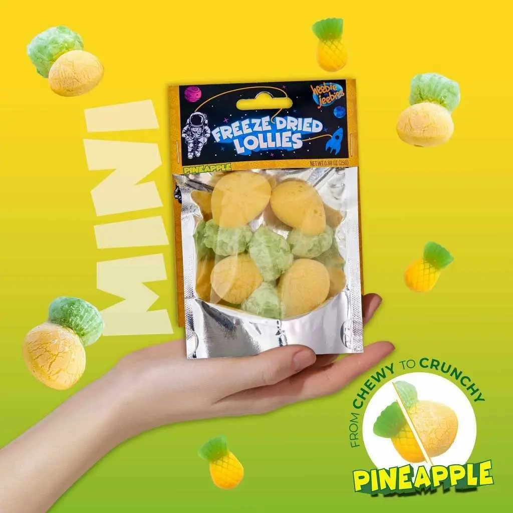 4x Heebie Jeebies 20g Pineapple Freeze Dried Lollies Candy Sweets Confectionery