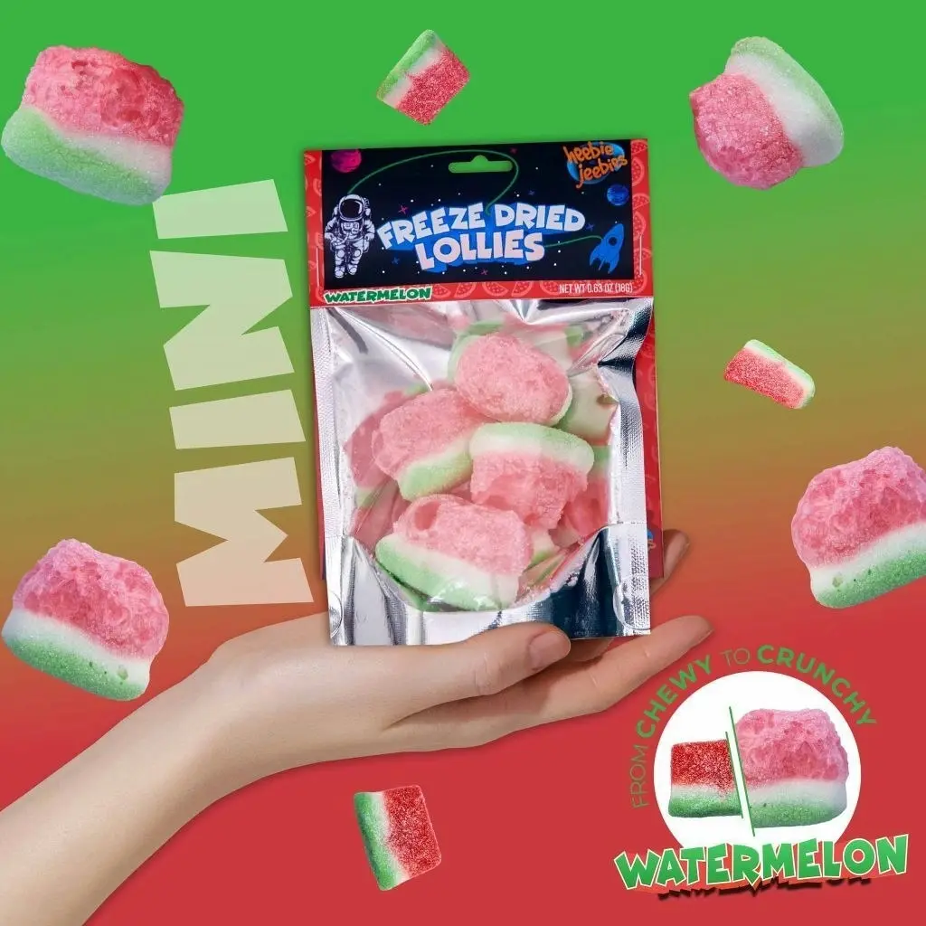 4x Heebie Jeebies 18g Sour Watermelon Freeze Dried Lollies Sweets Confectionery