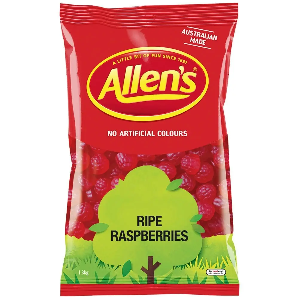 2x Allen's 1.3kg Ripe Raspberries Flavoued Chewy Candy/Lolly/Sweets Snack Bag