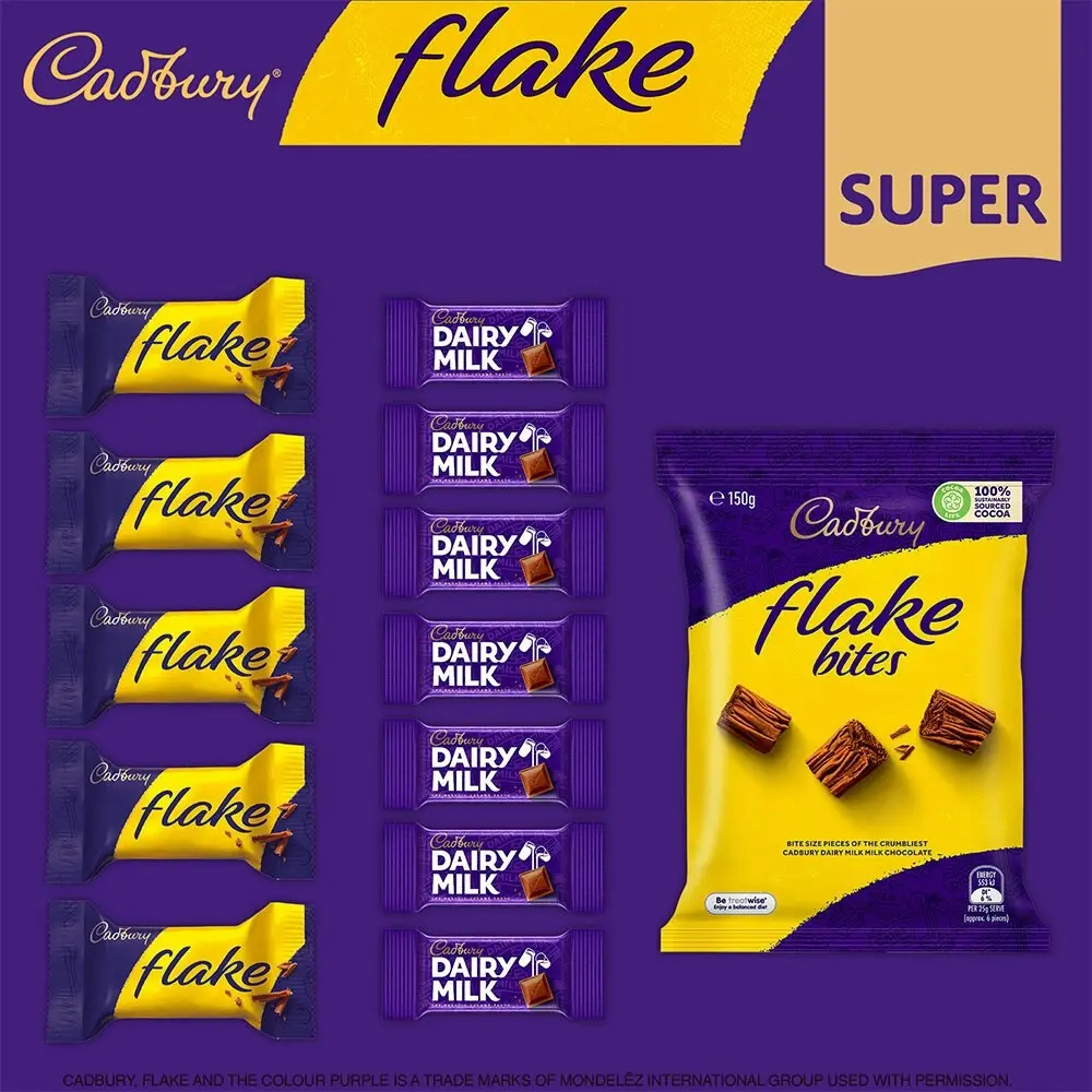 2PK Cadbury Flake Dairy Milk Chocolate Jumbo Family Sweets Superbag Showbag