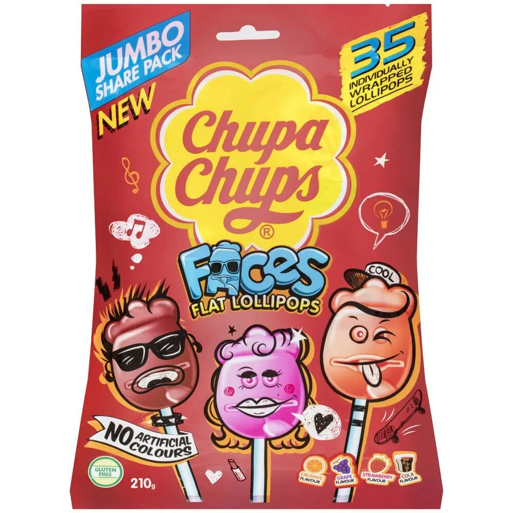 70pc Chupa Chups 420g Faces Flat Lollipops Sweets/Confectionery/Candy Food