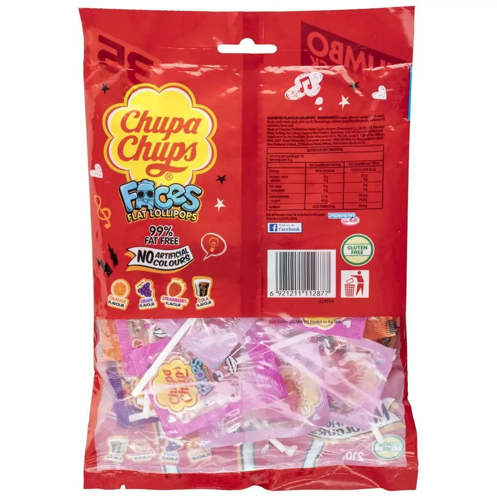 70pc Chupa Chups 420g Faces Flat Lollipops Sweets/Confectionery/Candy Food