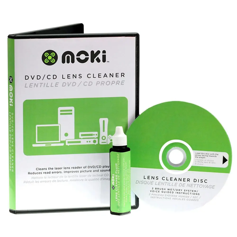 2x Moki DVD/CD/Laptop/Game Console Lens Head Cleaner Kit with Brush Disc/Fluid