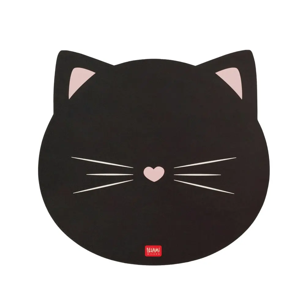 2x Legami PVC Mousepad Anti-Slip Computer/Laptop Desk Mouse Mat Pad Kitty Black