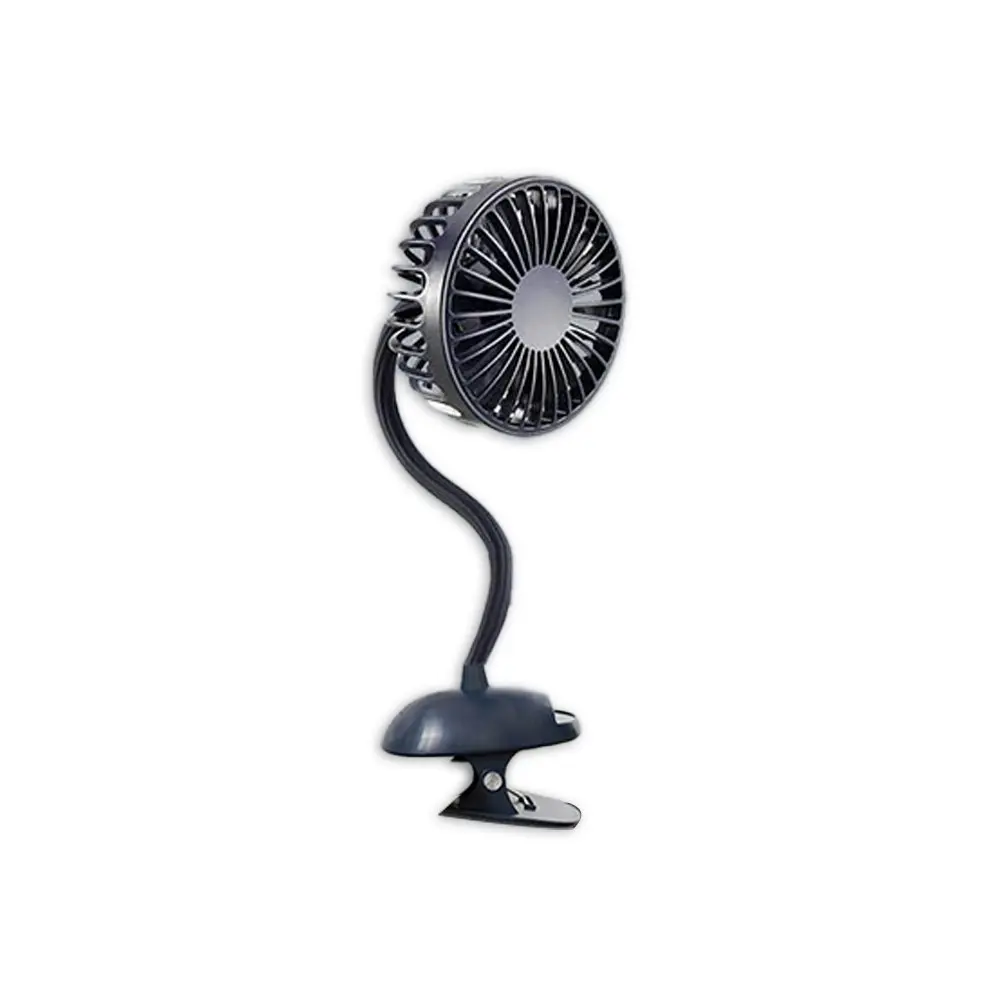 2x Koolmaxx Portable Flexible Clip Electric Rechargable Fan 37x10x12cm Black