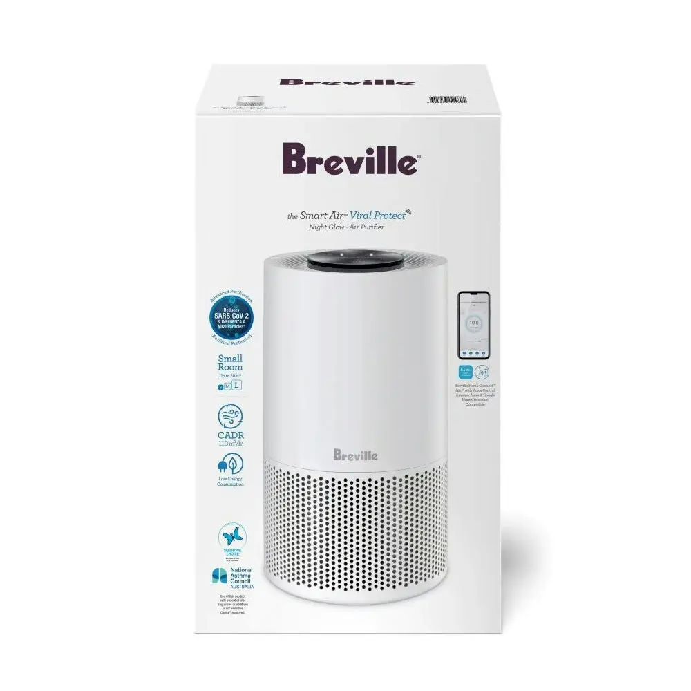 Breville Electric The Smart Air Viral Protect Night Glow Purifier White 12W