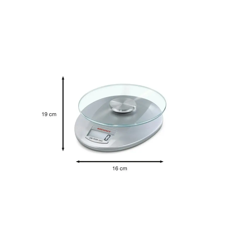 Soehnle Roma Digital LCD Kitchen Food Weigh Scale w/ Removable Plate SLV 5kg