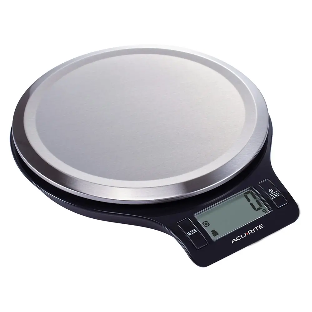 2x AcuRite Round Stainless Steel Digital Kitchen Scale Instrument 1g/5kg Black