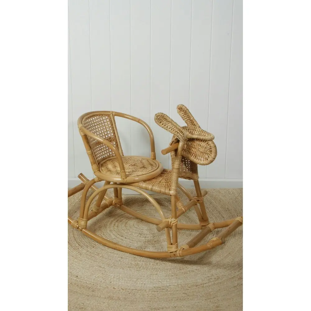 Maine & Crawford Bonni 95x56cm Rattan Rocking Chair Horse Home Decor Natural