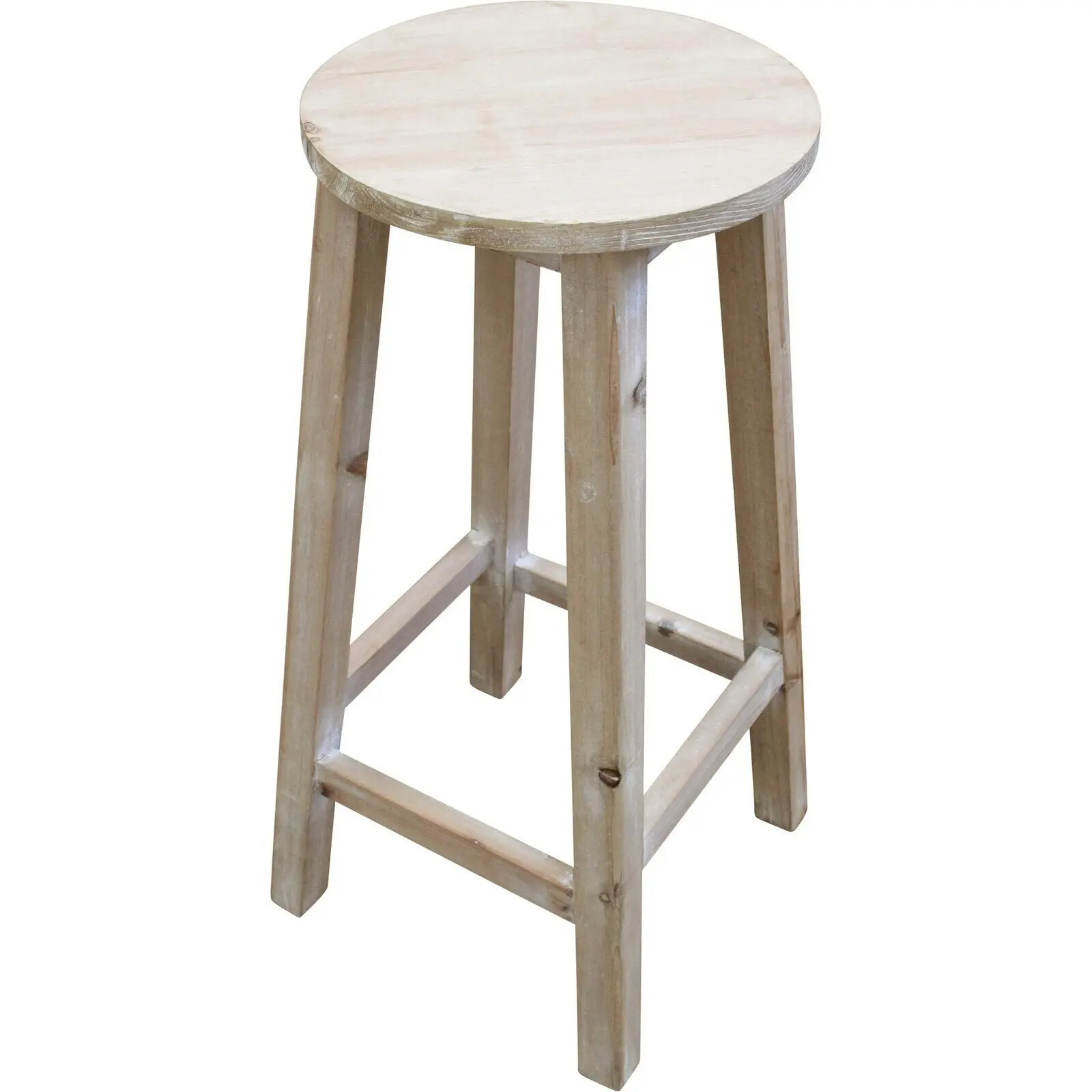 2x Palmy 66cm Fir Wood Round Stool Home Kitchen Decorative Furniture Natural