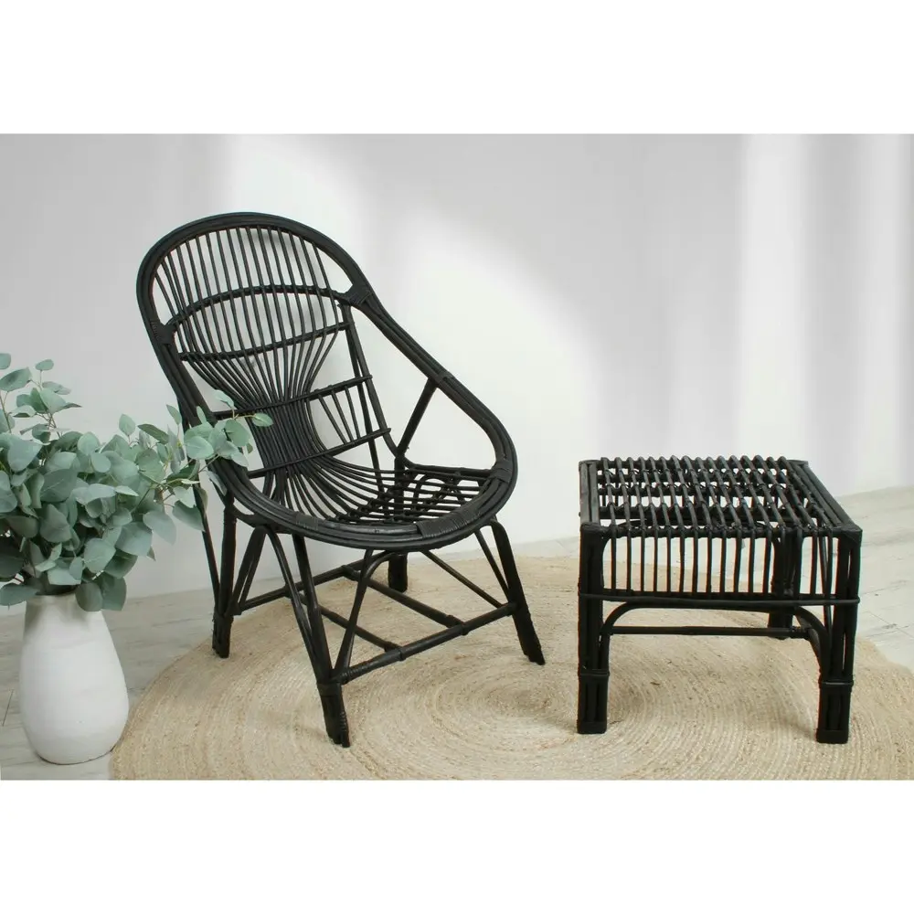 Maine & Crawford Wilkes  88x60cm Cane Chair Seat Home Room Patio Furniture Black