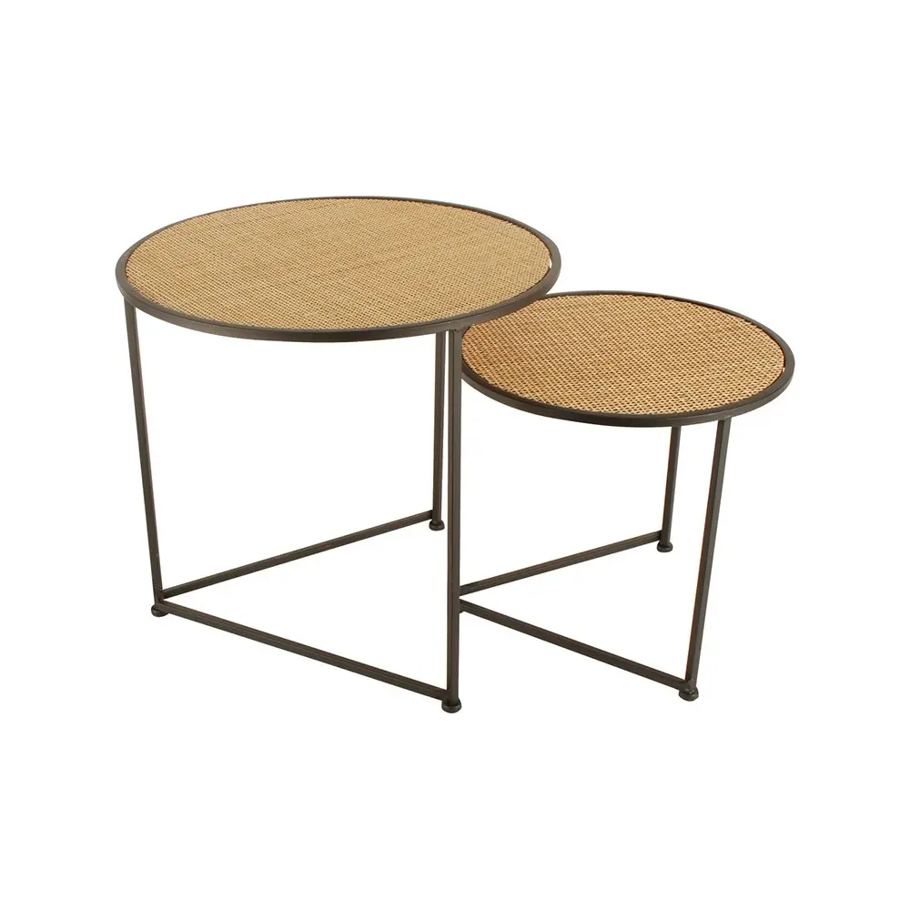 2pc Maine & Crawford Lieo 36/46cm Round Nesting Side Table Furniture Matte Black