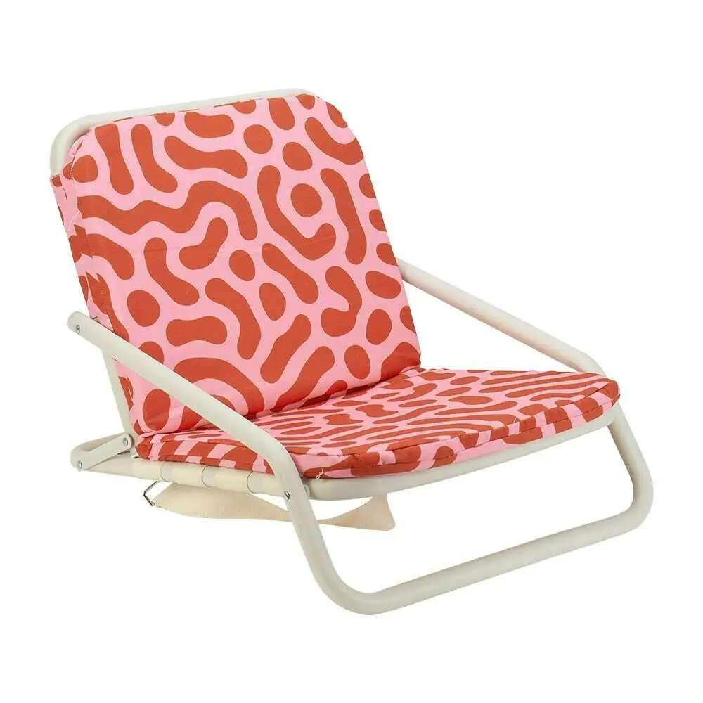 Annabel Trends Deluxe Beach Chair Portable Folding Outdoor Seat Red Squiggle