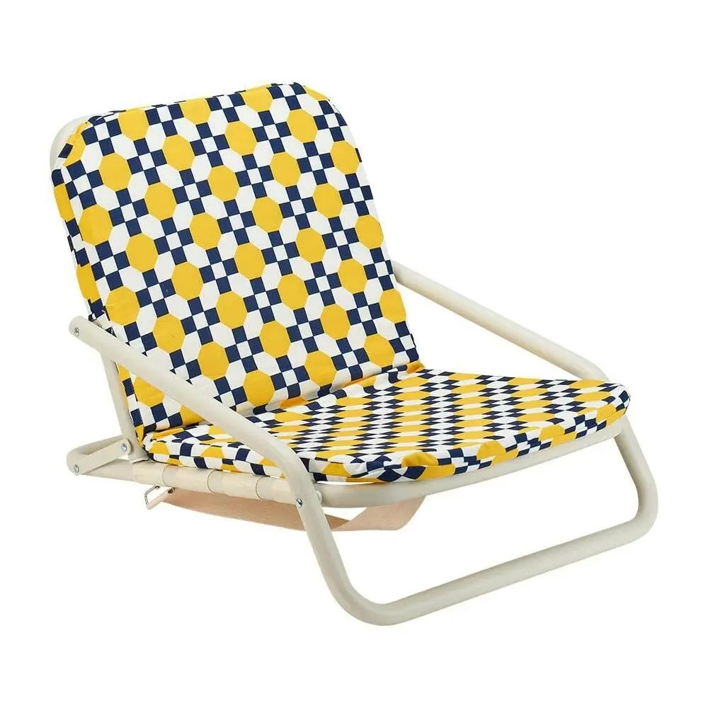 Annabel Trends Deluxe Beach Chair Portable Folding Outdoor Seat Stool Retro Tile