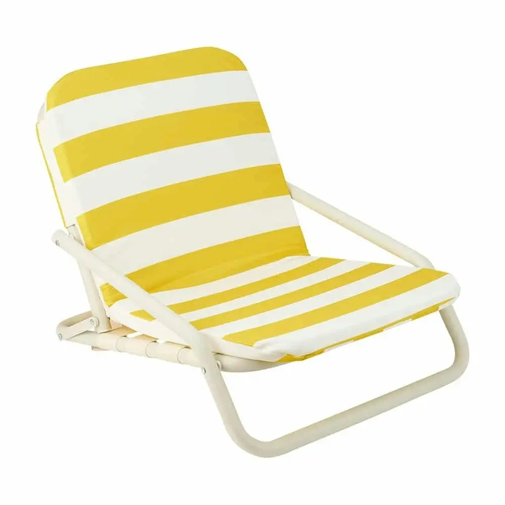 Annabel Trends Deluxe Beach Chair Portable Folding Outdoor Seat Yellow Stripe