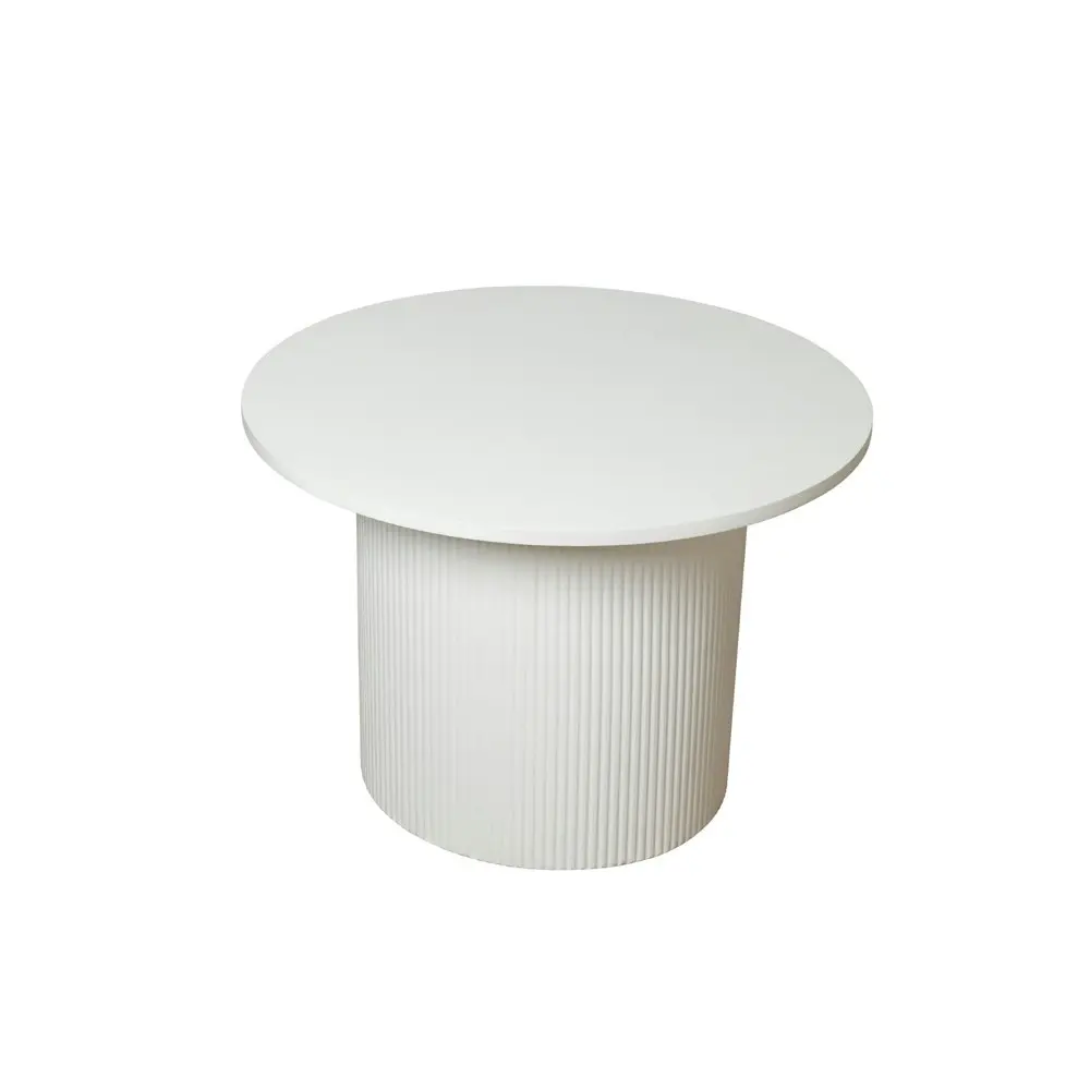 Maine & Crawford Blanche 65cm Fluted MDF Coffee Table Round Home Furniture White