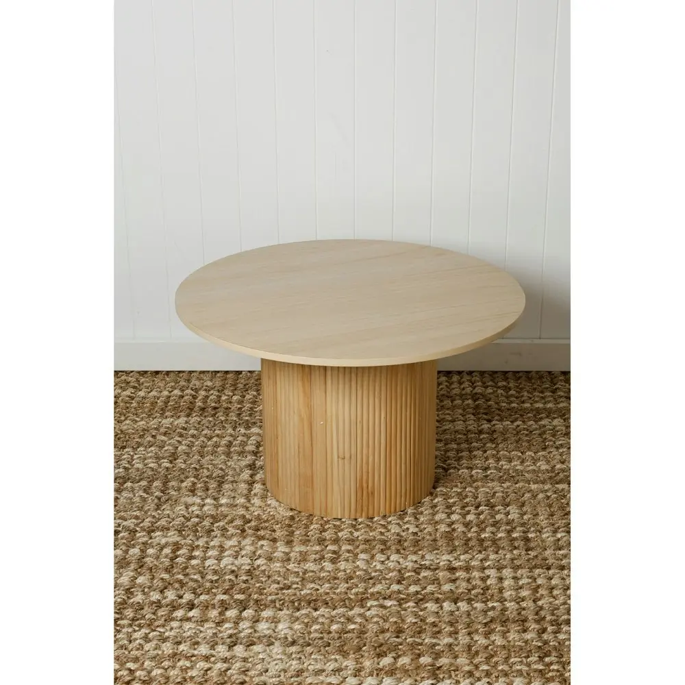 Maine & Crawford Aimee 65cm Fluted Coffee Table Round Home Furniture Natural