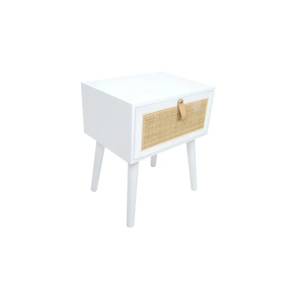 Maine & Crawford Hilla 49cm Bedside Table KD Rattan Home/Room Furniture White